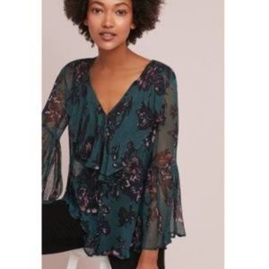 Anthropologie Feather Bone Sheer Blouse